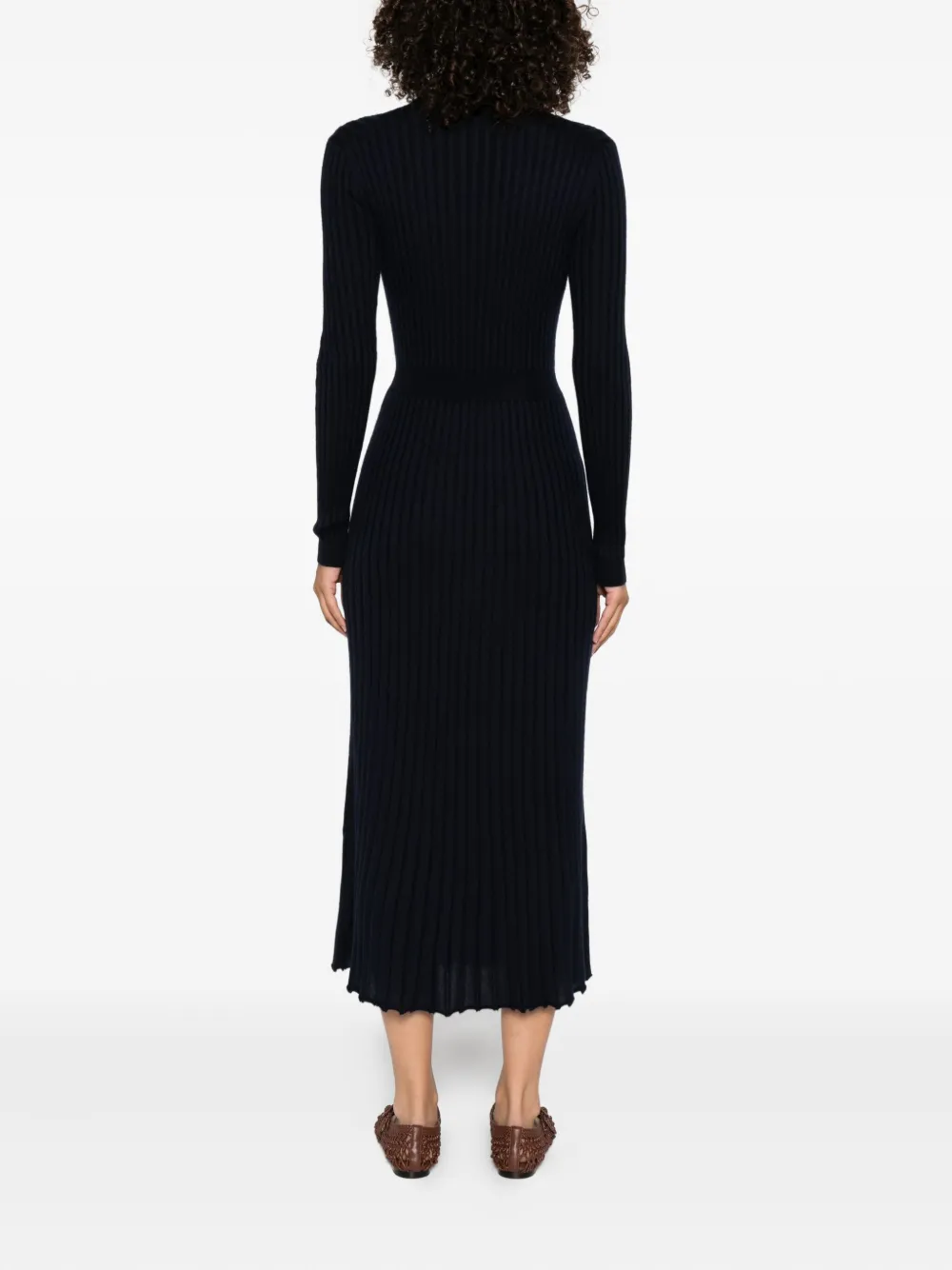 Gabriela Hearst Jurk met geribbelde kraag Blauw