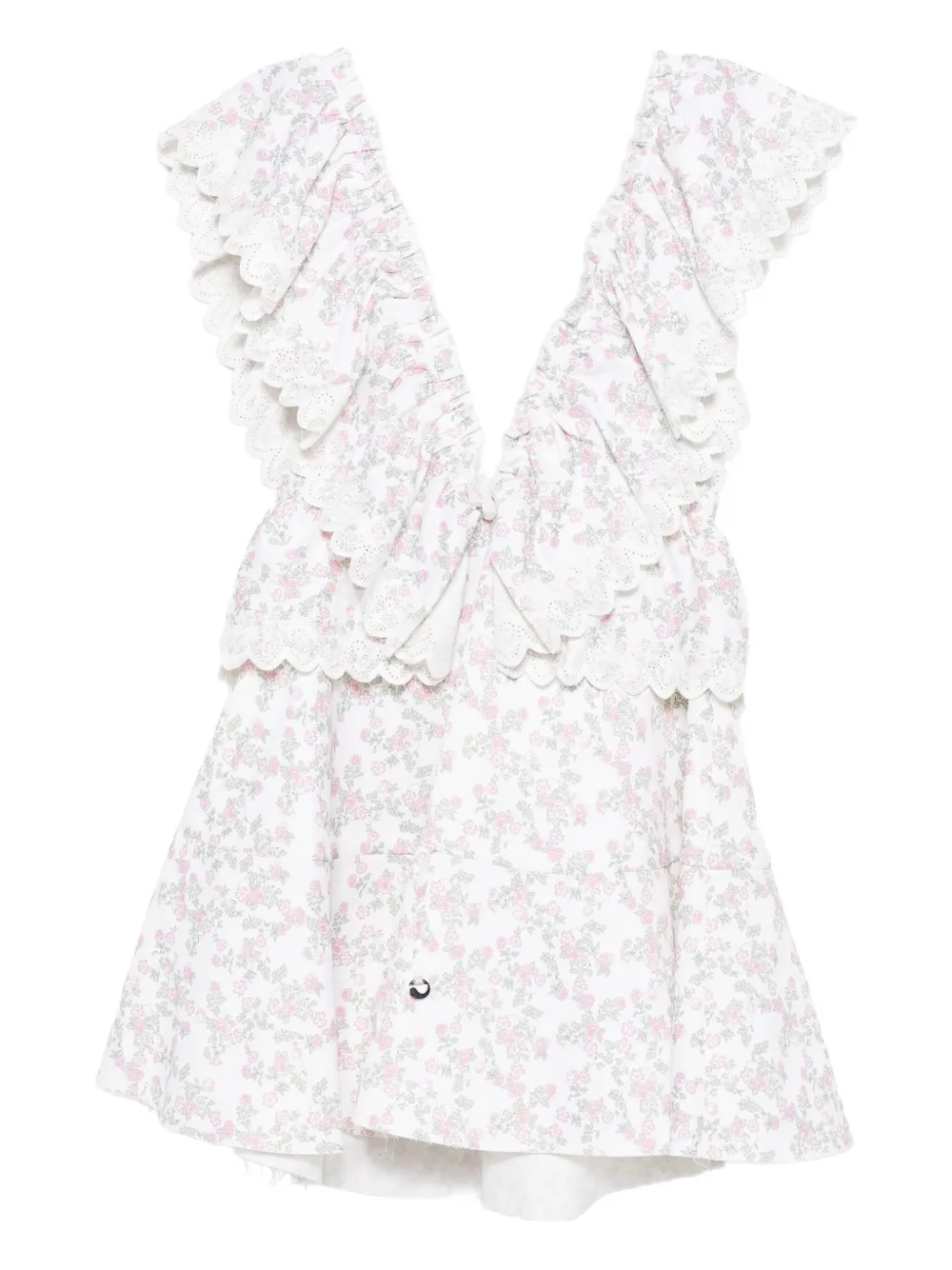 Coperni Twisted Princess Dress Print Flowers White In White