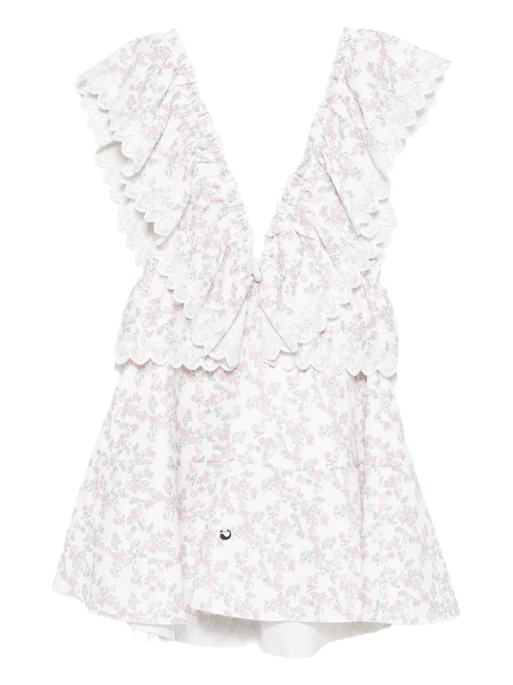 Coperni floral-print ruffled dress Wit