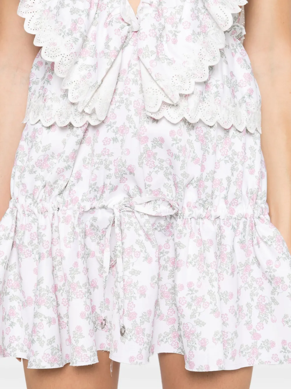 Coperni floral-print ruffled dress Wit