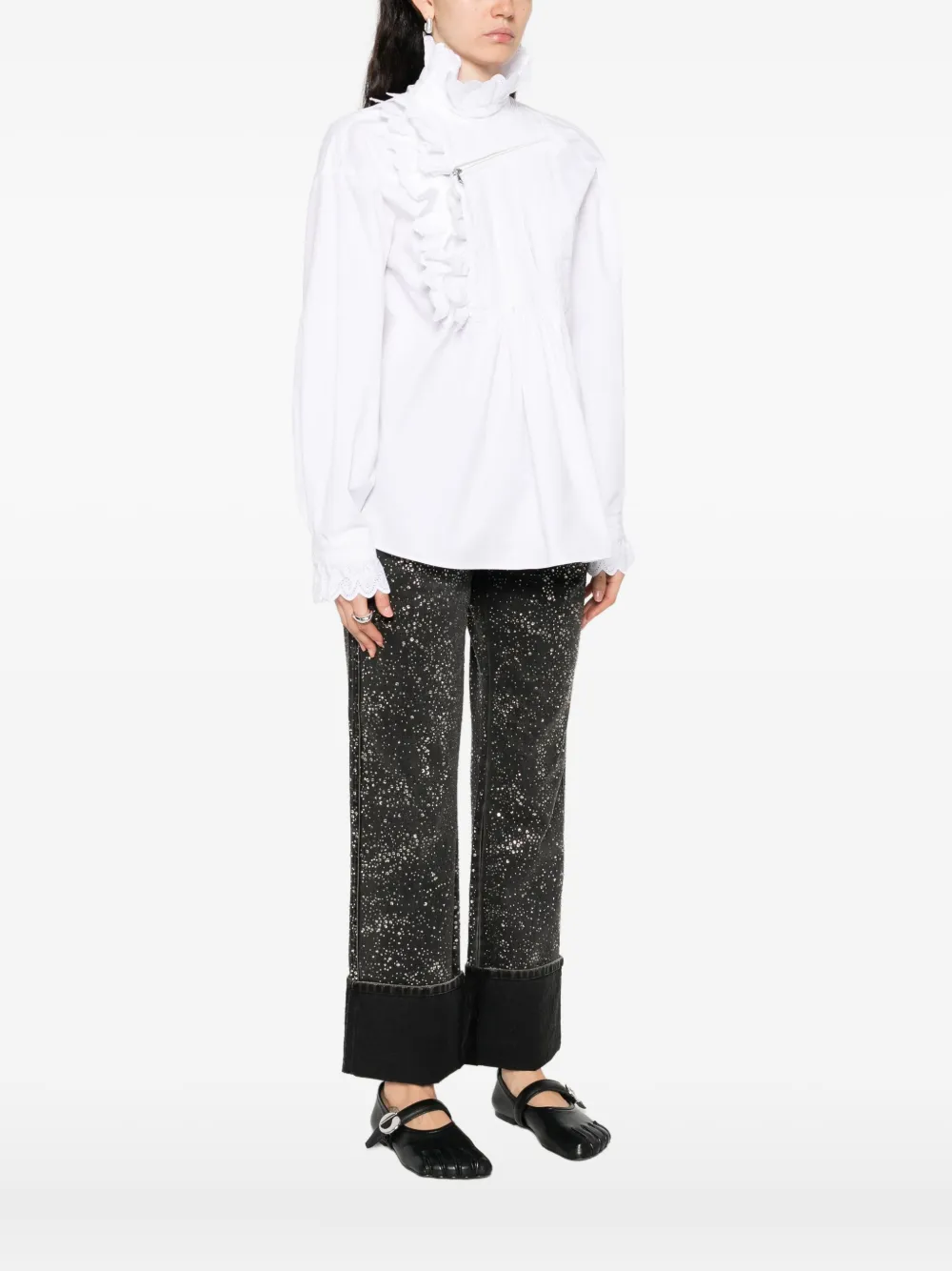 Coperni ruffled pleated shirt Wit