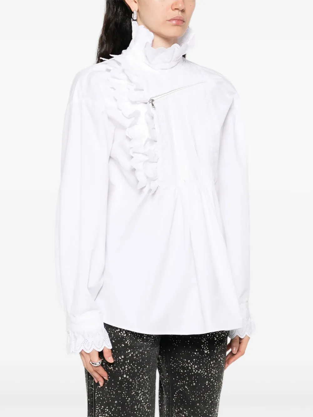  Coperni Ruffled Pleated Shirt - White 