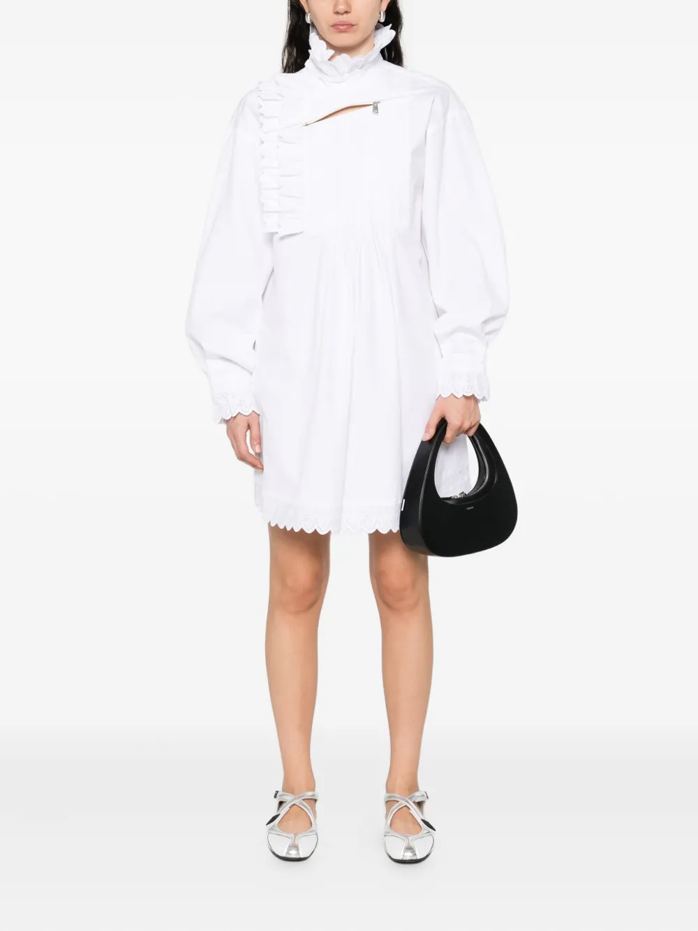 Coperni ruffled pleated dress Wit