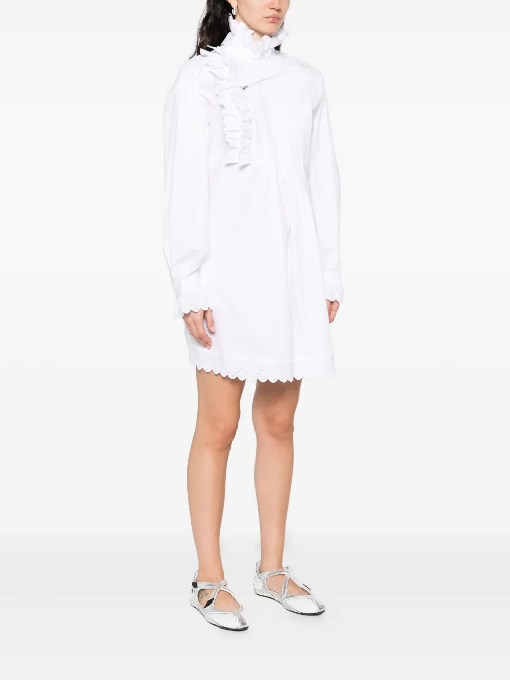 Coperni ruffled pleated dress Wit