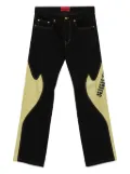 KUSIKOHC leather-panelled logo jeans - Black