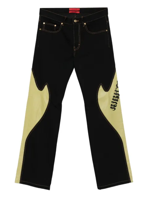 KUSIKOHC leather-panelled logo jeans