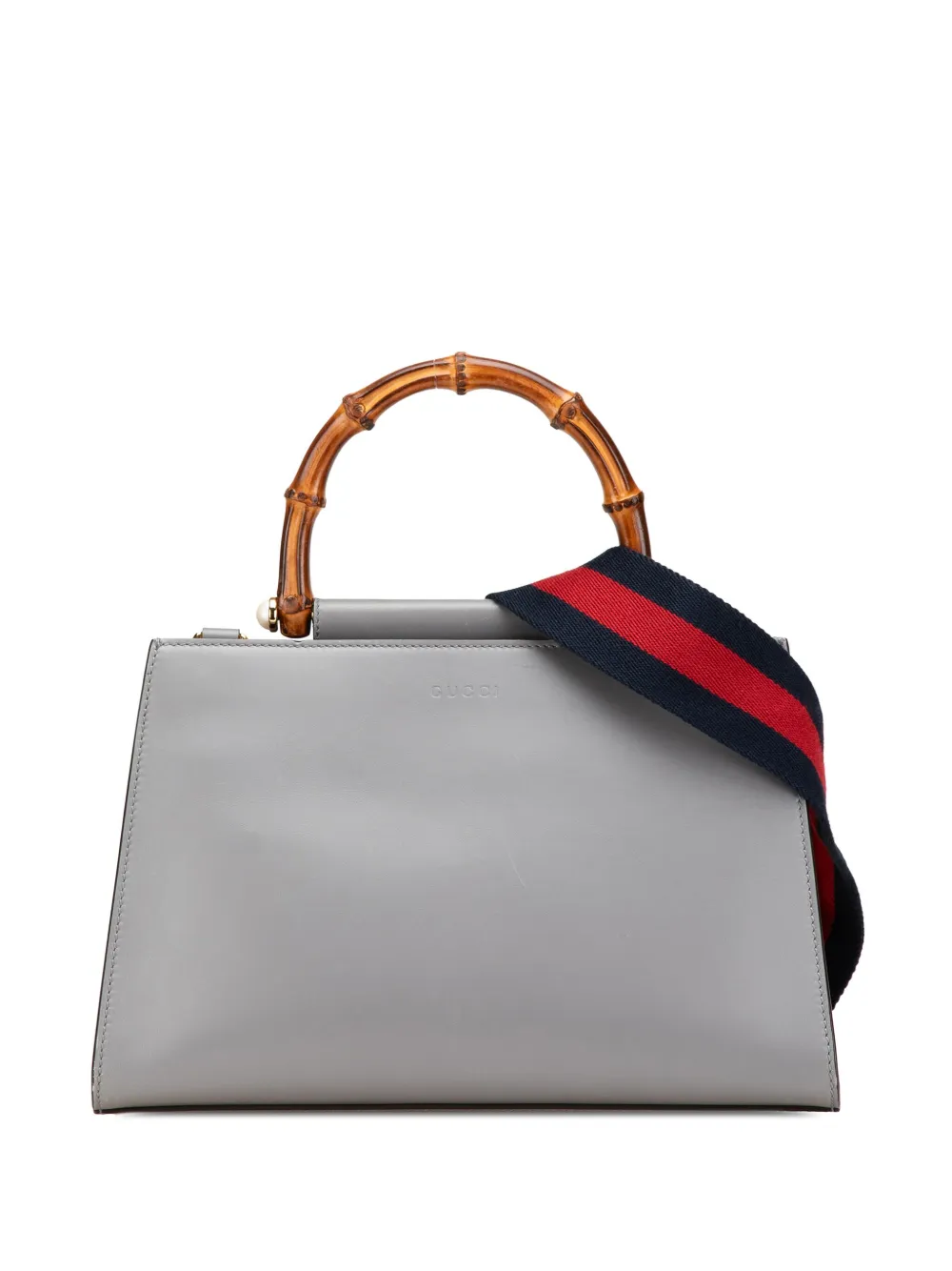 Pre-owned Gucci 2016-2025 Small Bamboo Calfskin Nymphaea Satchel