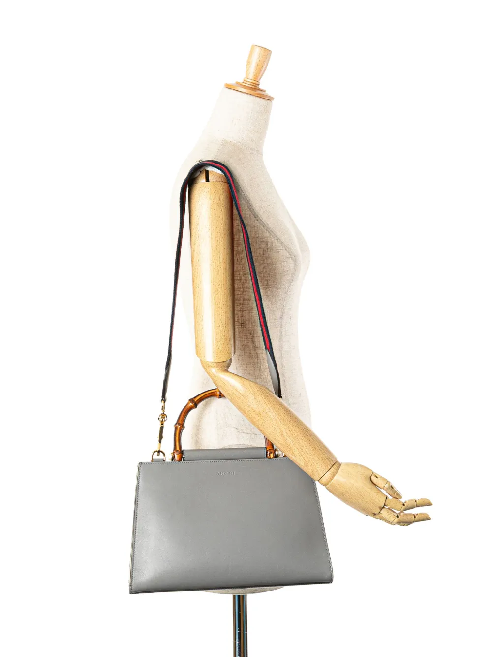 Pre-owned Gucci 2016-2025 Small Bamboo Calfskin Nymphaea Satchel