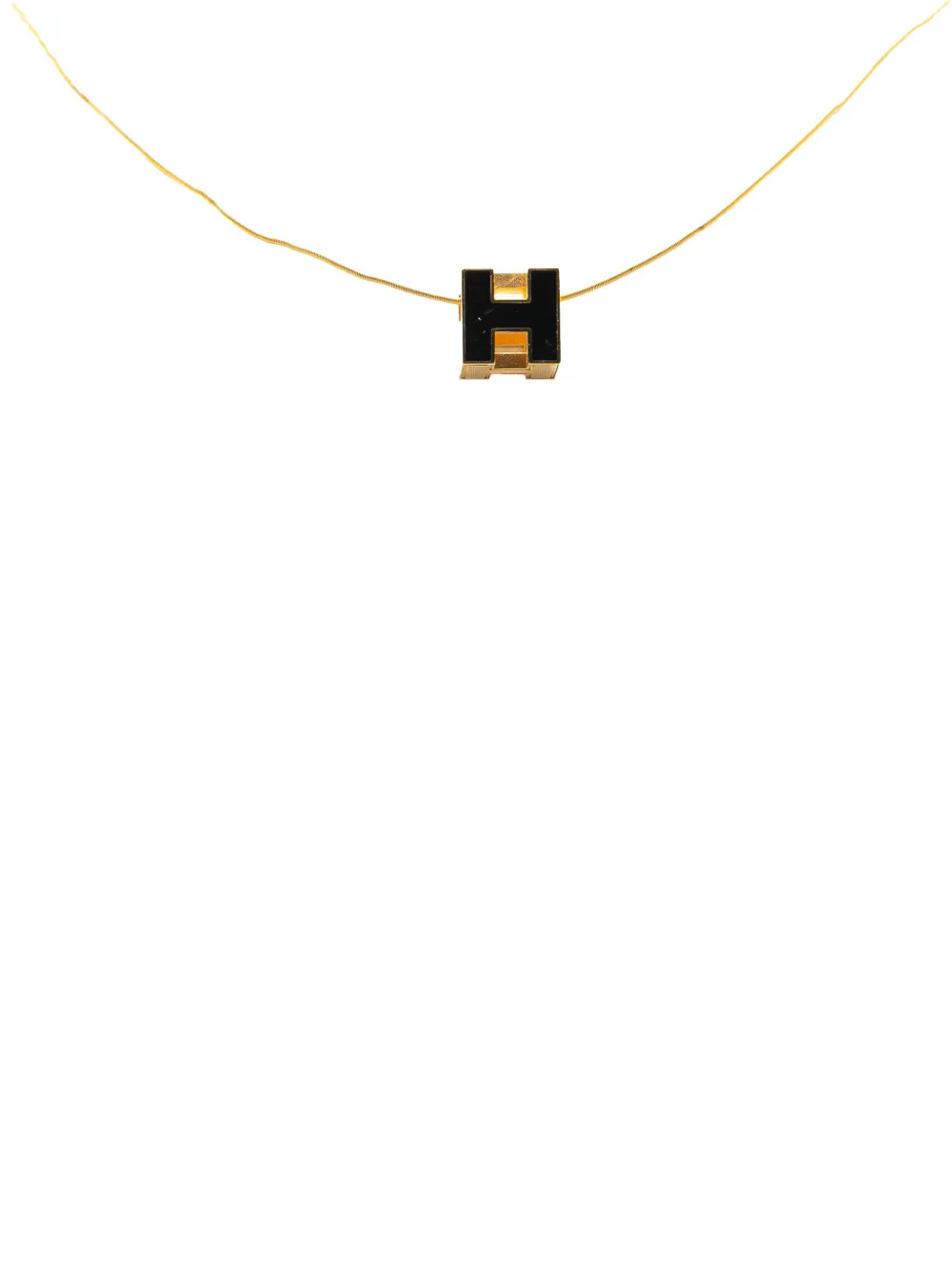 Hermès Pre-Owned 20th Century Gold Plated Cage dH Cube Necklace Hermès Pre-Owned 20th Century Gold Plated Cage dH Cube Necklace