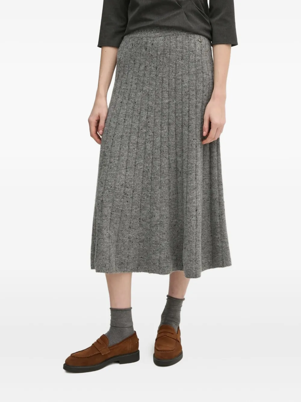 Pedro Del Hierro Ribbed Midi Skirt In Gray
