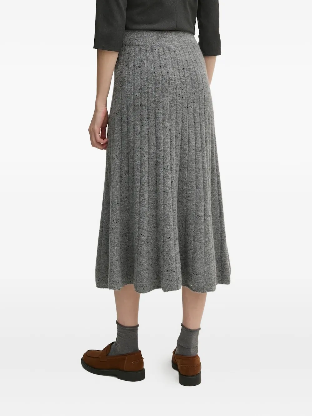 Pedro Del Hierro Ribbed Midi Skirt In Gray