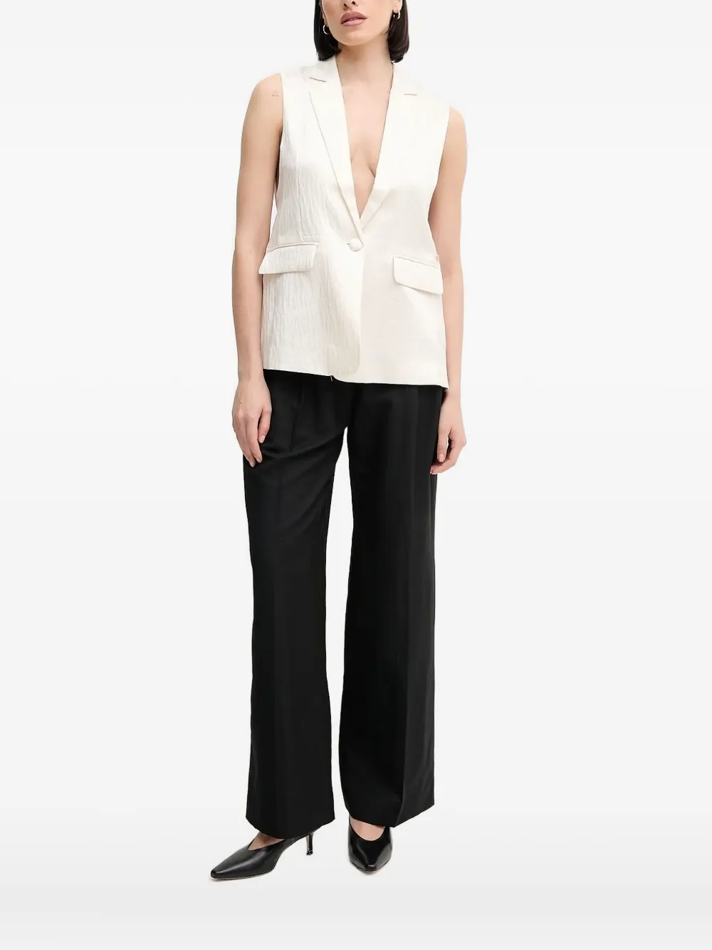 Pedro Del Hierro Textured Sleeveless Waistcoat In White
