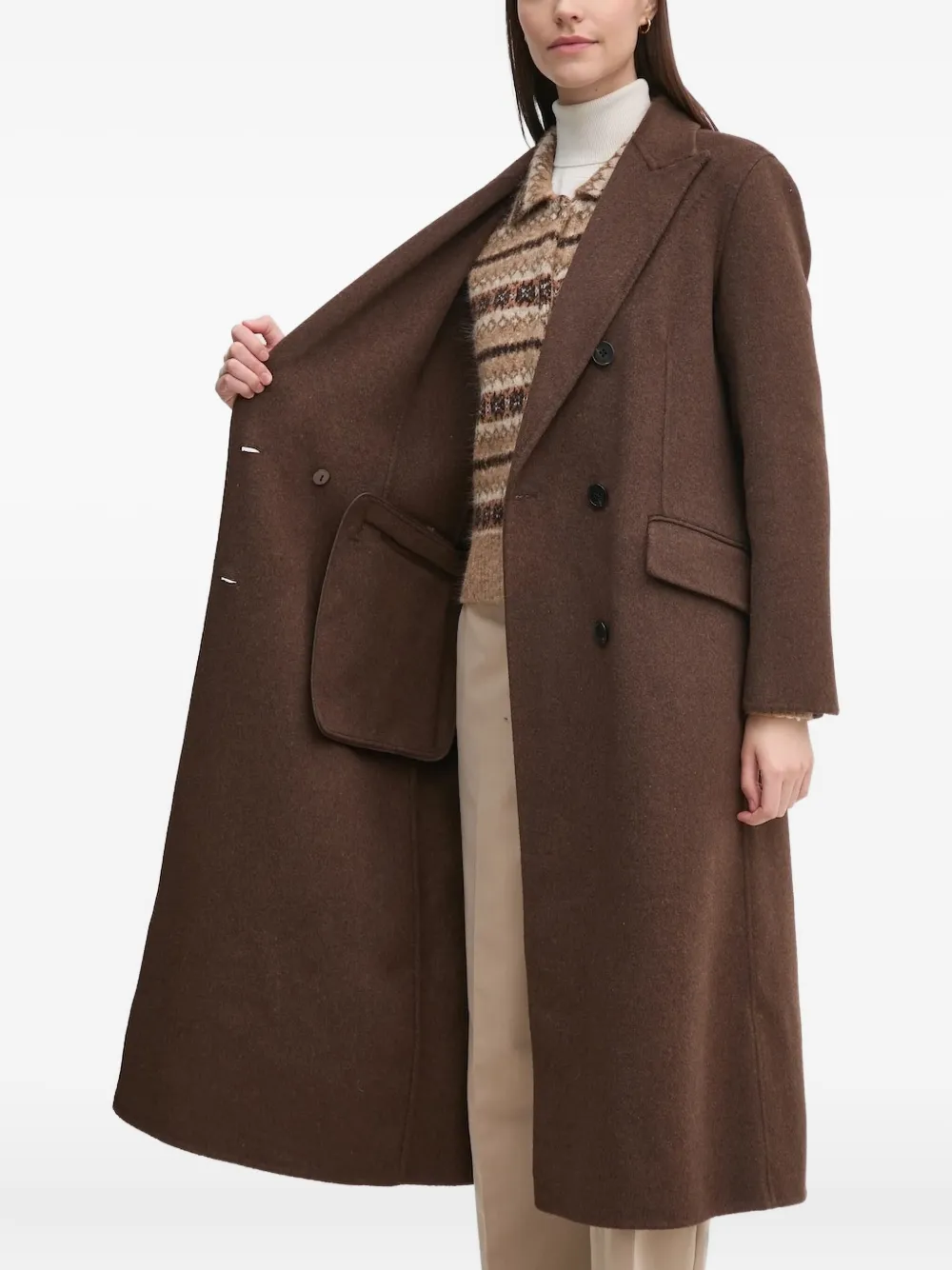 Pedro Del Hierro Double-breasted Coat In Brown
