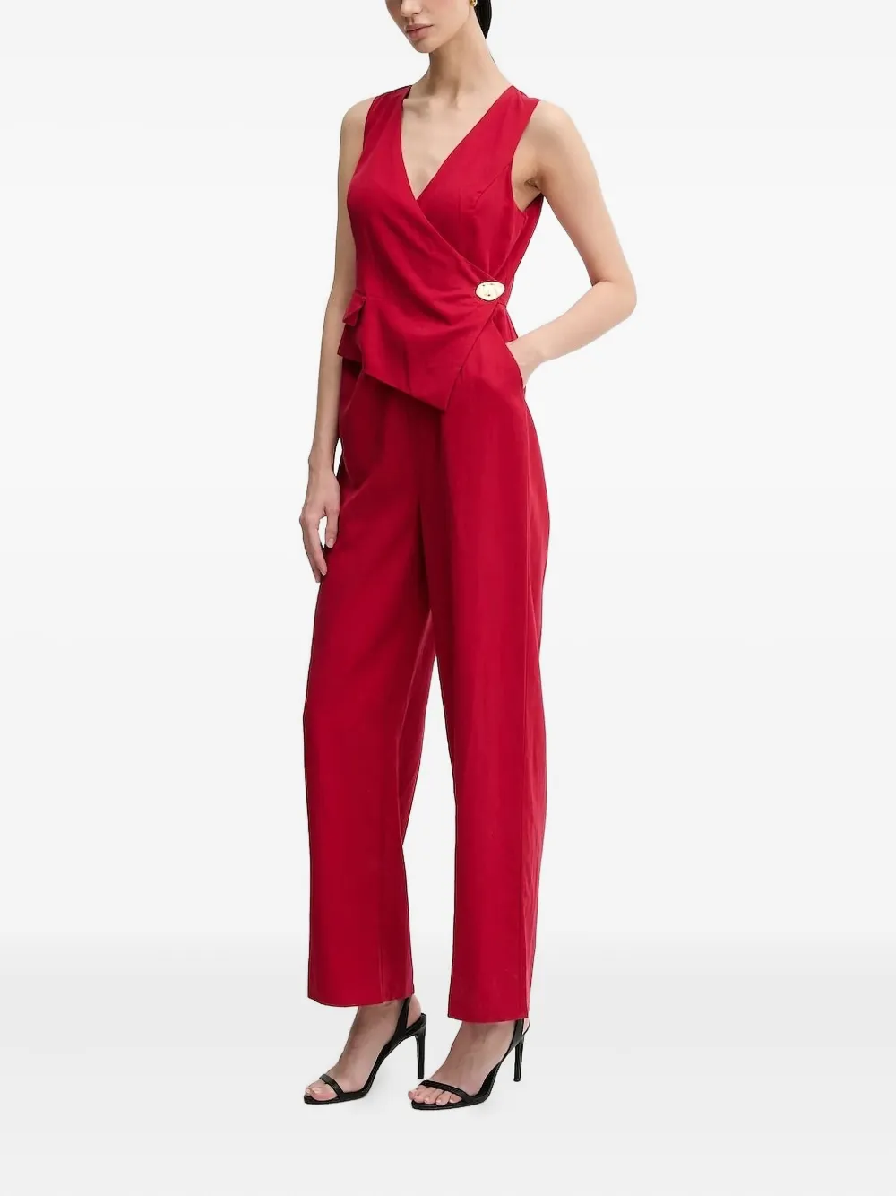 Pedro Del Hierro wrap-front gold-button jumpsuit - Rood