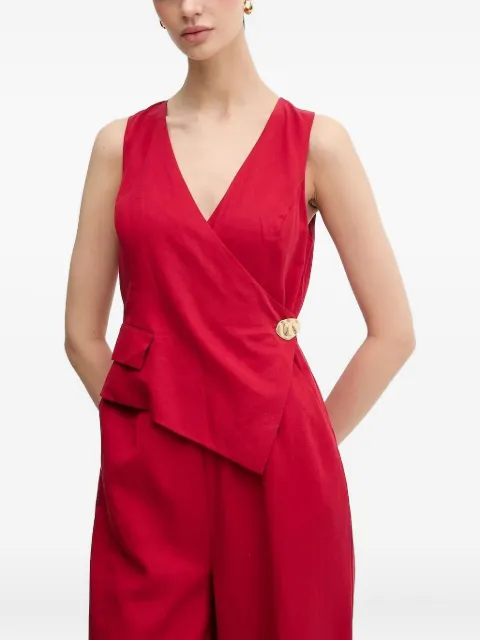 Pedro Del Hierro wrap-front gold-button jumpsuit
