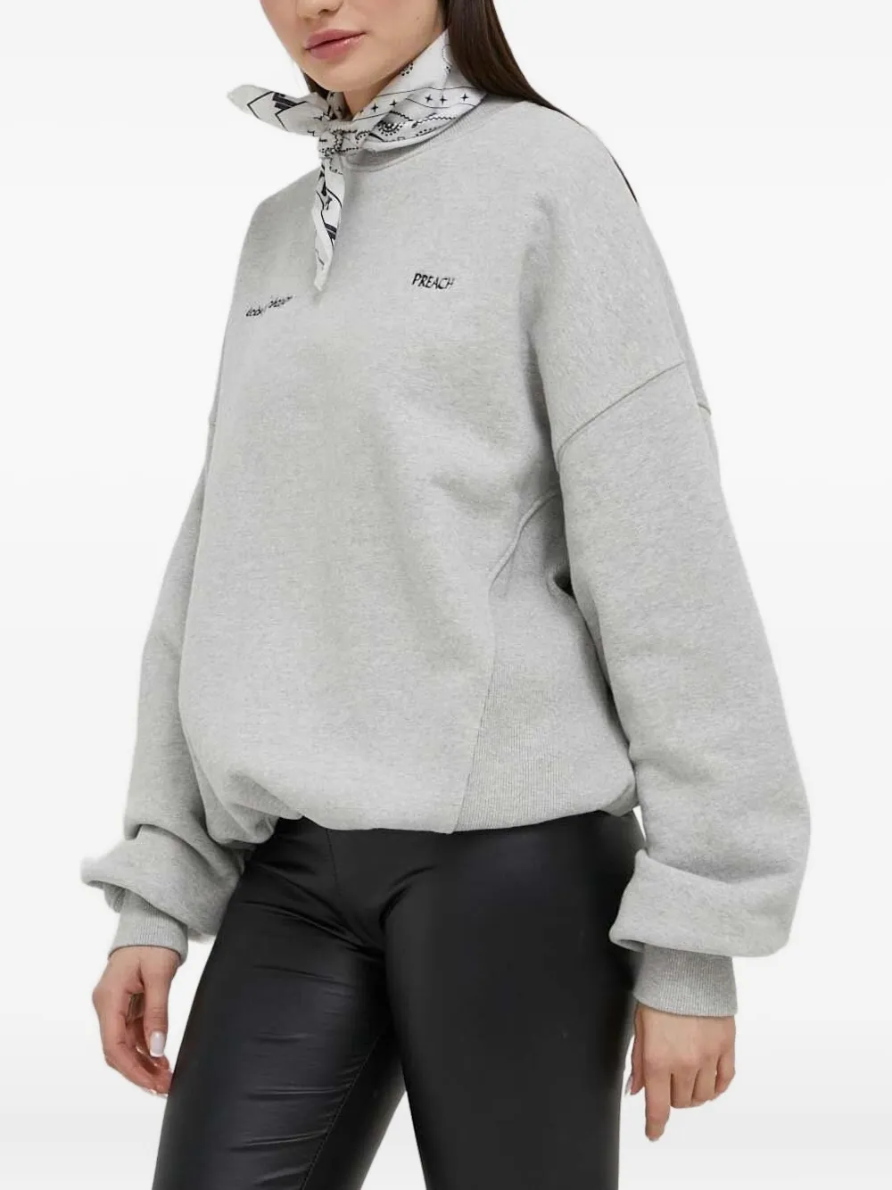 Preach Embroidered Crew-neck Sweatshirt In Gray