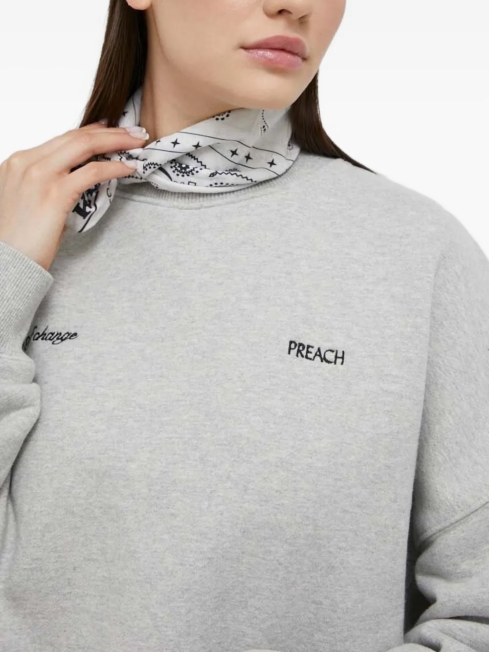 Preach Embroidered Crew-neck Sweatshirt In Gray