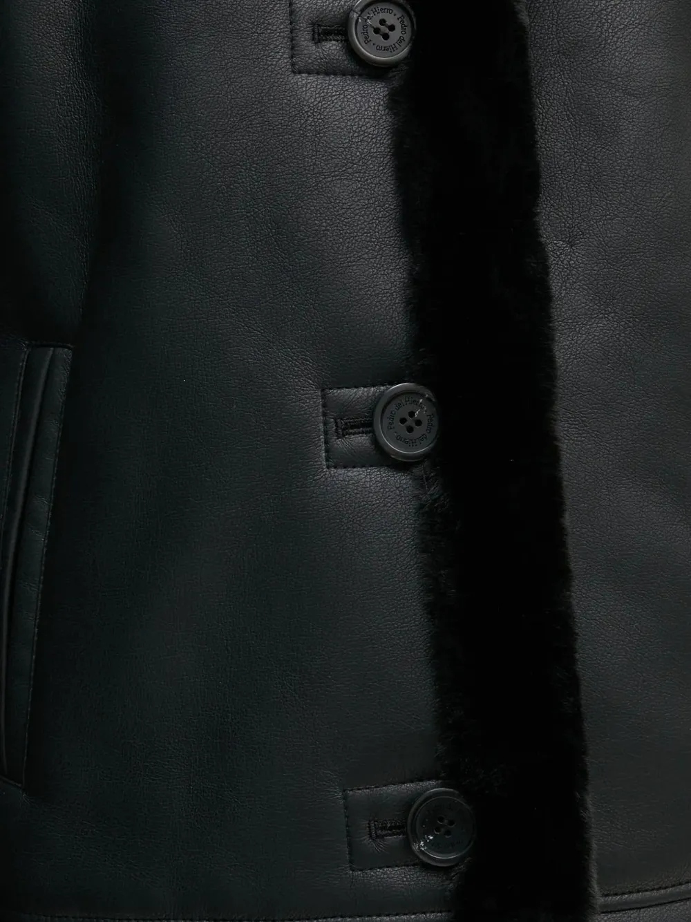 Pedro Del Hierro Faux-fur Trimmed Coat In Black