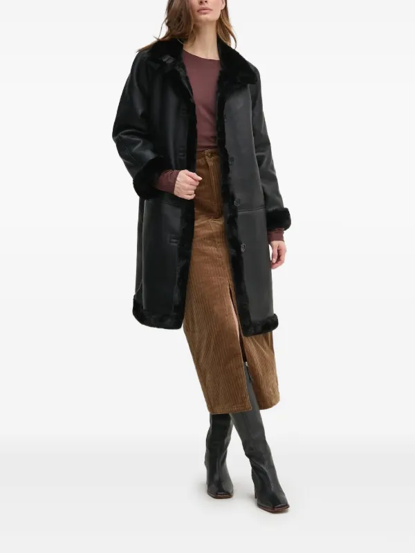 ファートリム レザー ベルテッドコート Pedro Del Hierro エコファートリム コート | ブラック | FARFETCH JP