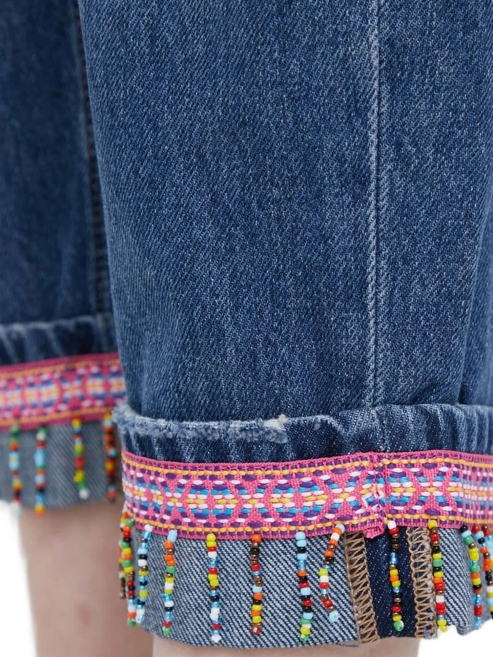 Pennyblack Beaded-cuff Jeans In Blue