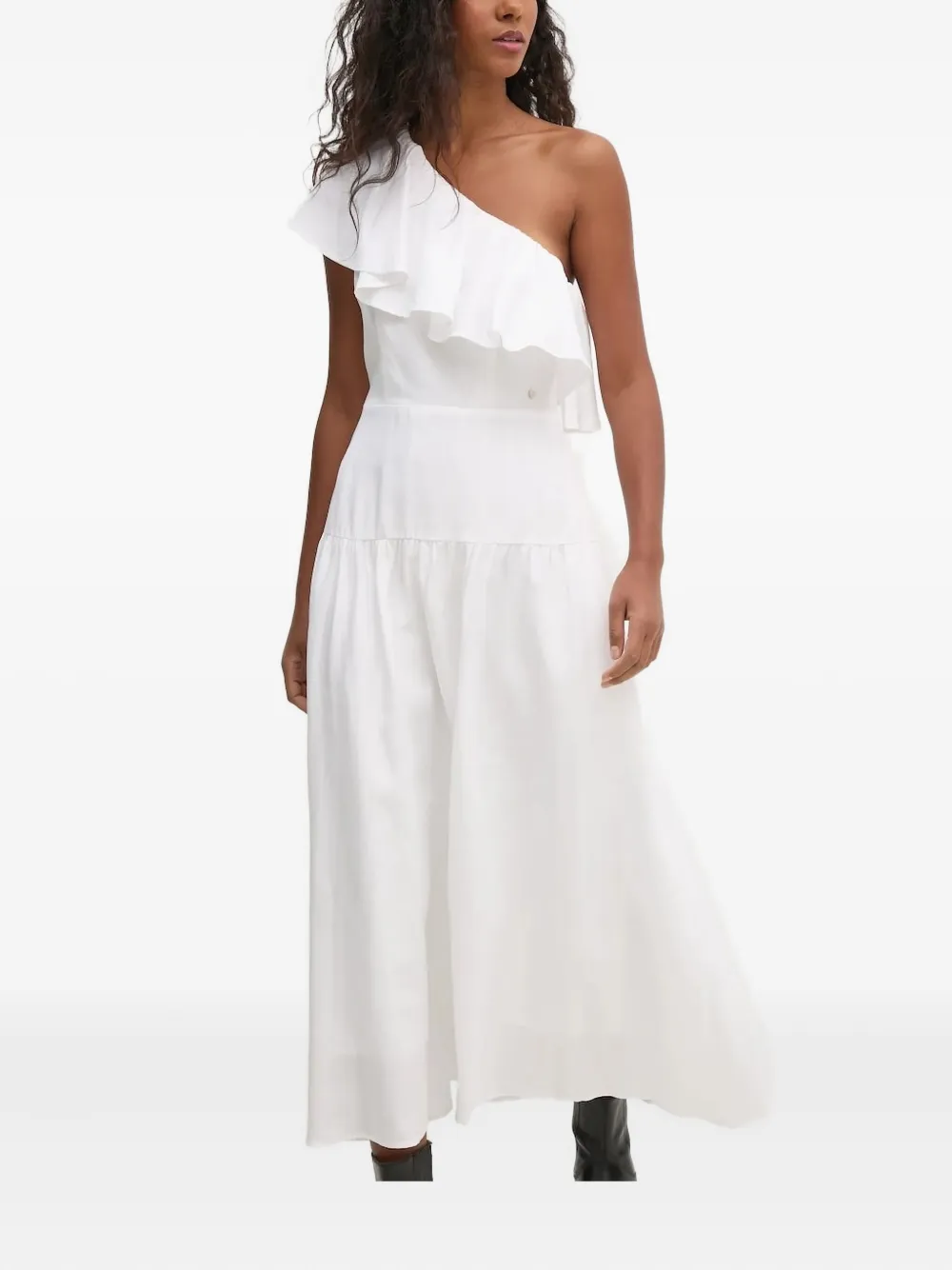 Pedro Del Hierro One-shoulder Ruffled Dress In White