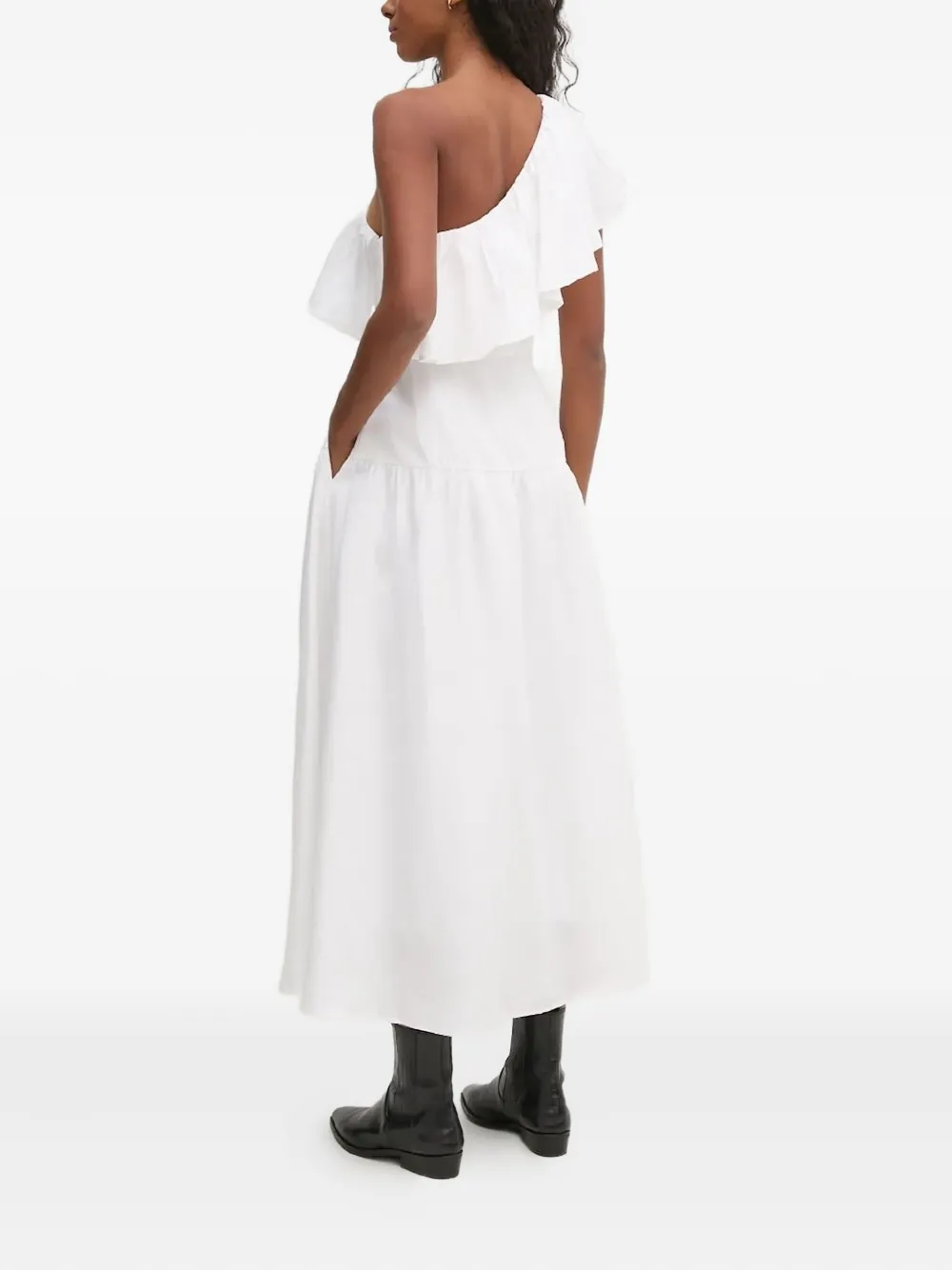 Pedro Del Hierro one-shoulder ruffled dress - Wit