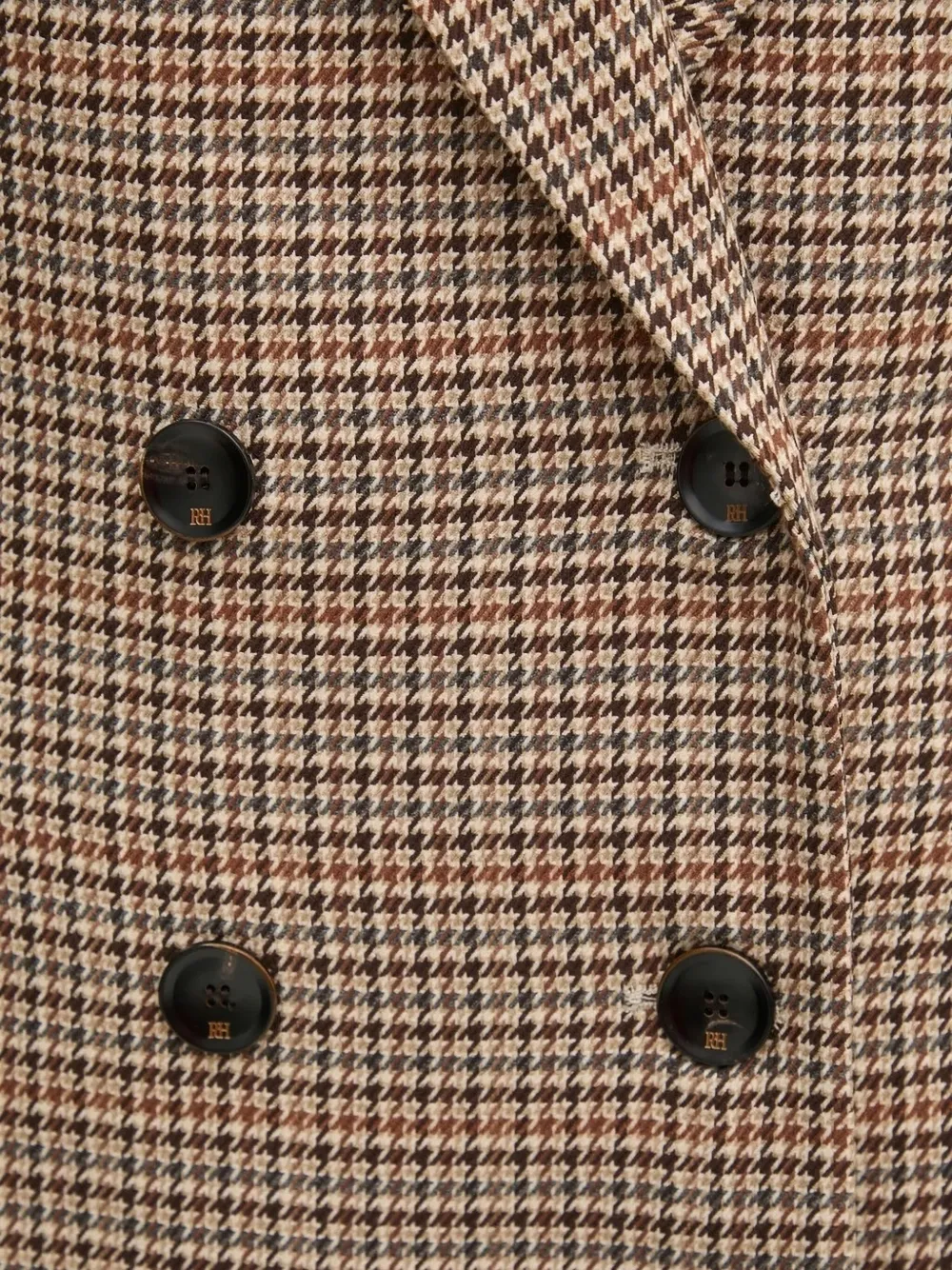 Pedro Del Hierro Houndstooth Double-breasted Jacket In Brown