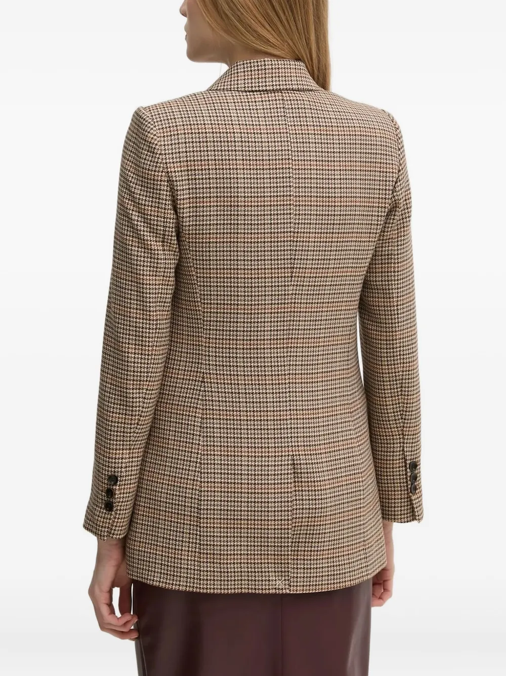 Pedro Del Hierro Houndstooth Double-breasted Jacket In Brown
