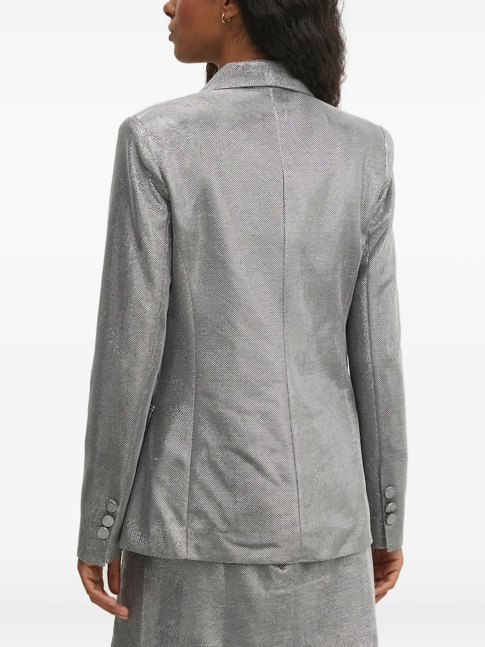 Pedro Del Hierro Metallic Single-breasted Blazer In Silver