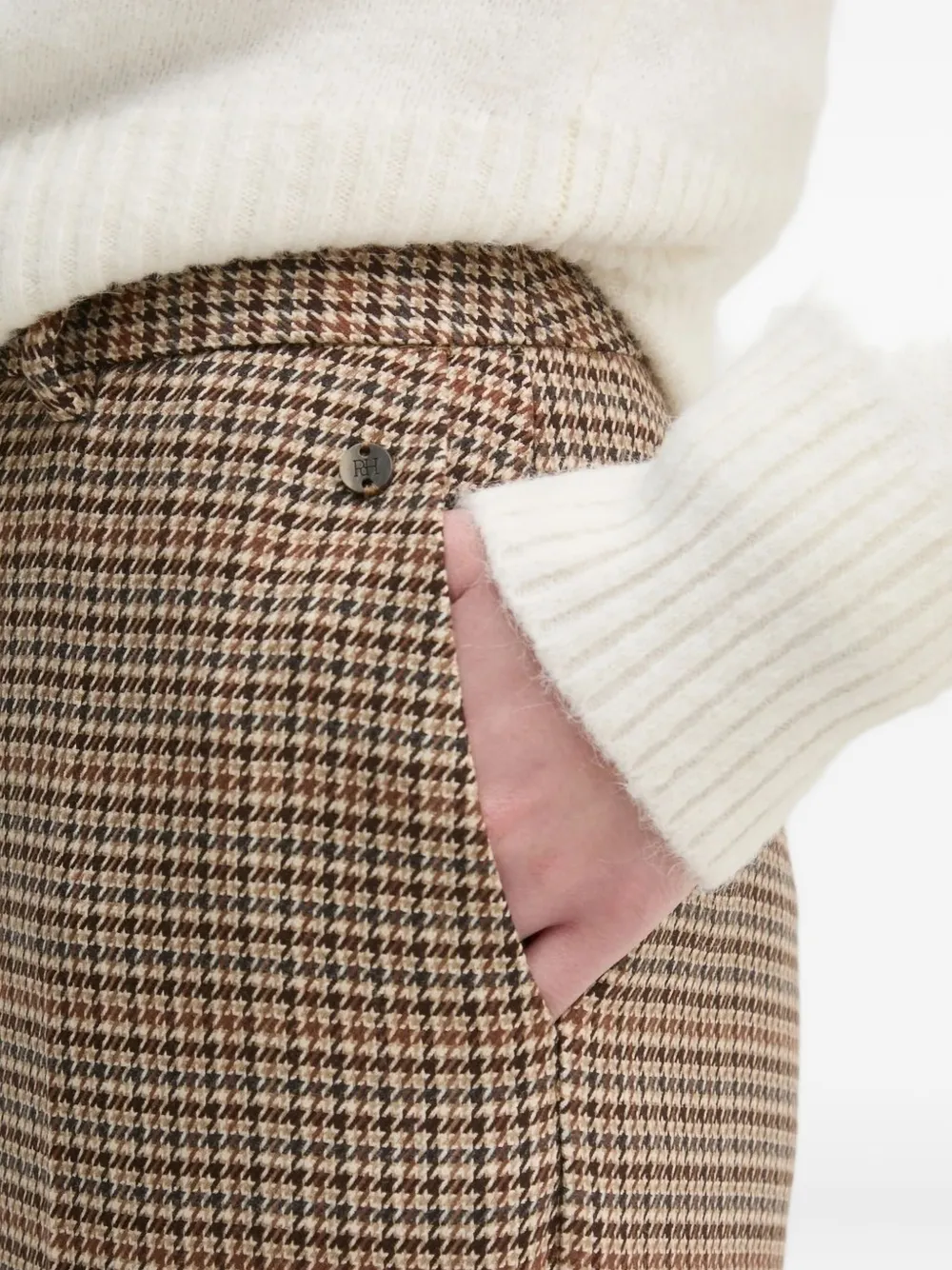 Pedro Del Hierro Houndstooth Trousers In Brown