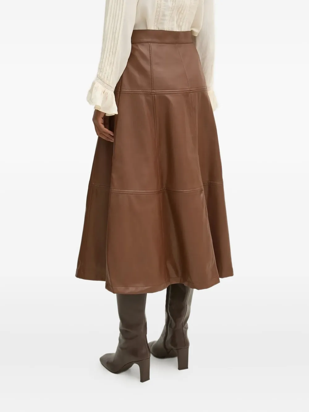 Pedro Del Hierro Button-front Paneled Midi Skirt In Brown