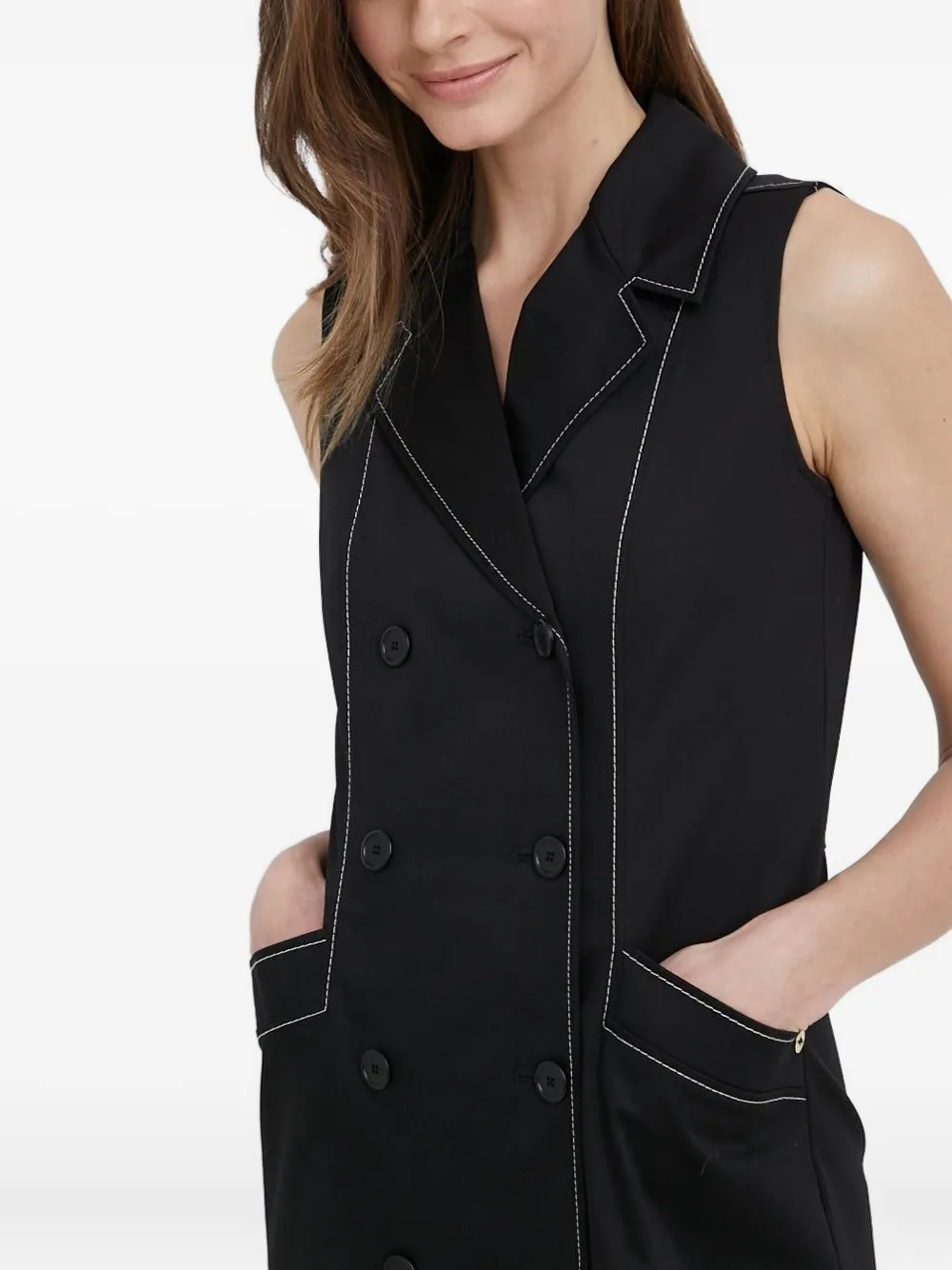 Pennyblack Sleeveless Double-breasted Mini Dress In Black
