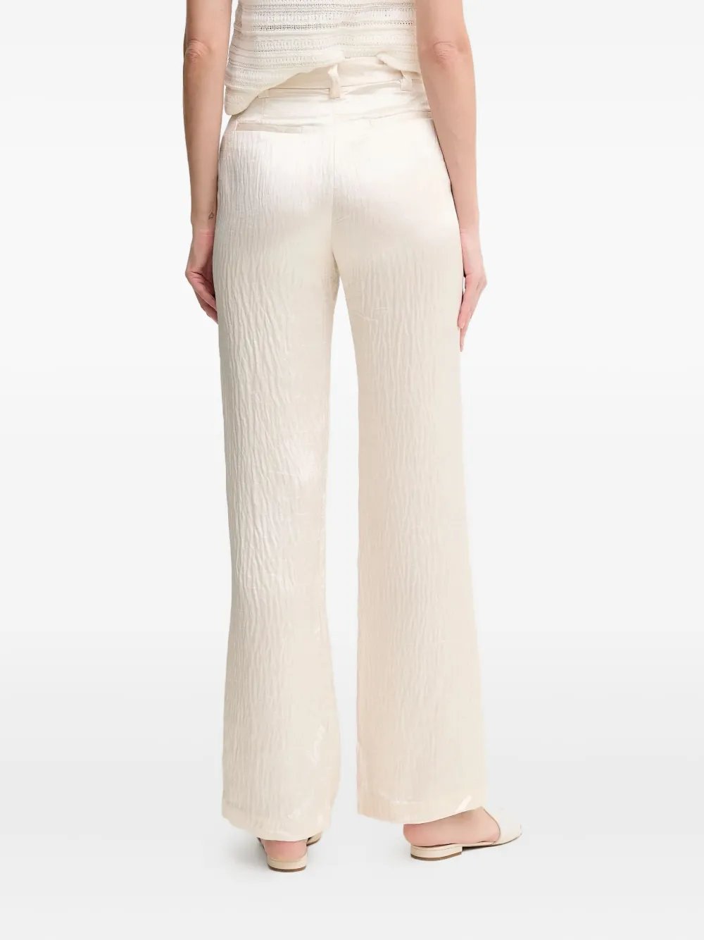 Pedro Del Hierro Textured Satin Trousers In Neutral