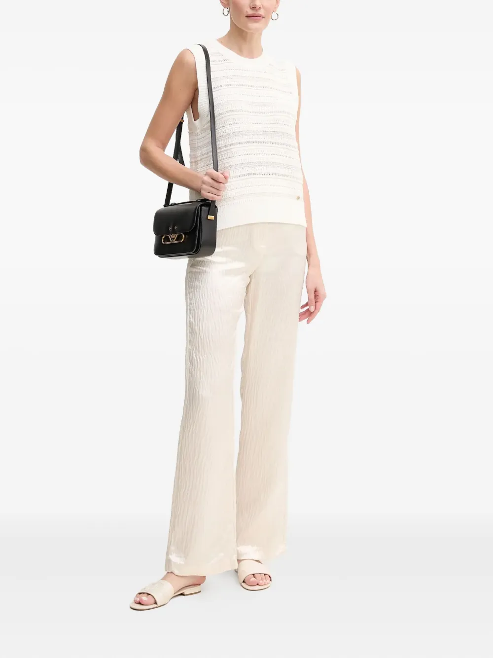 Pedro Del Hierro Satijnen broek met textuur - Beige