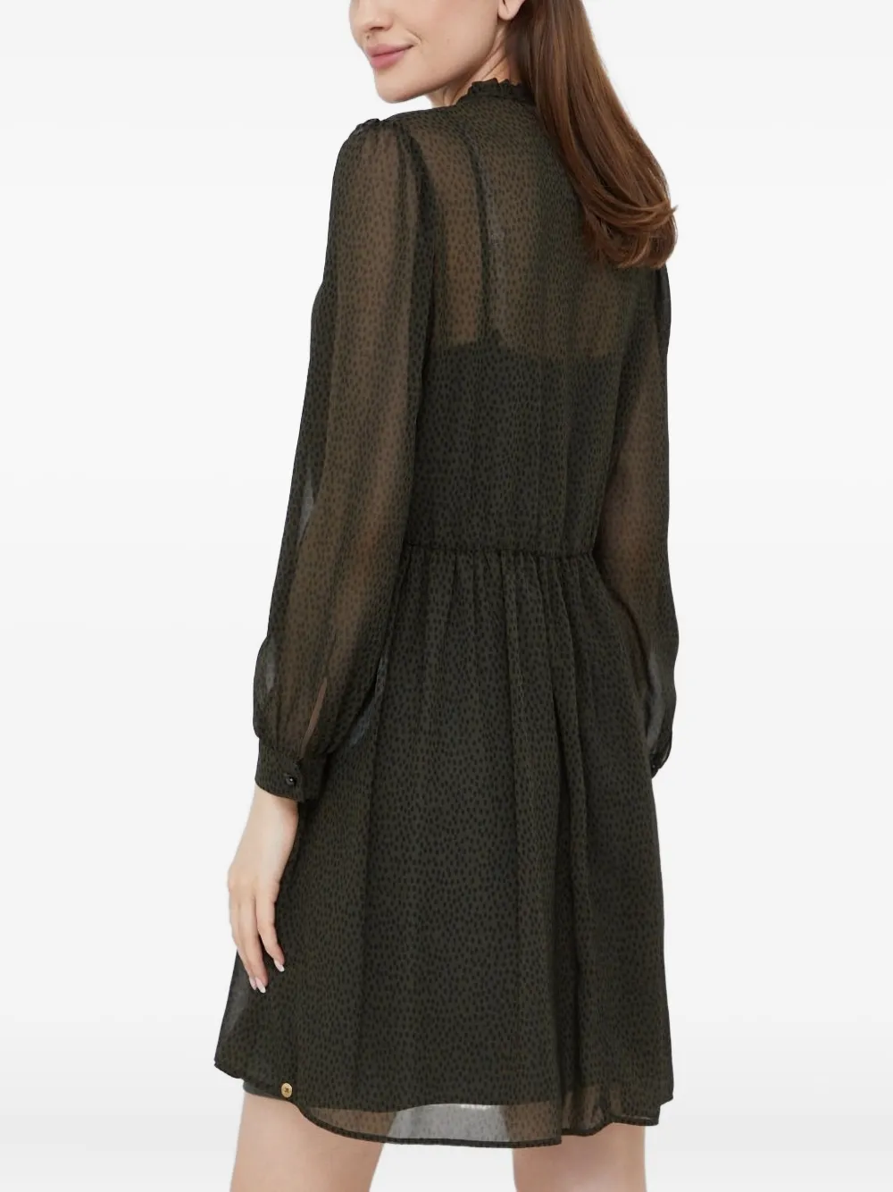 Pennyblack Mini-jurk met franje hals en stippen - Groen