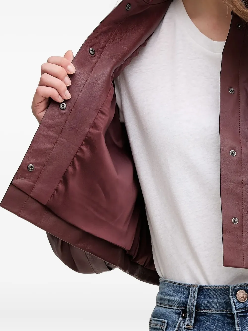 Pedro Del Hierro Button-fastening Cropped Leather Jacket In Brown