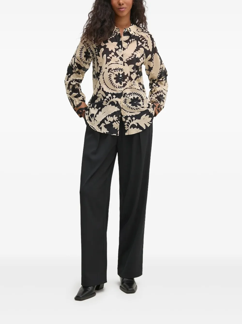 Pedro Del Hierro floral-print button-down shirt | Black | Image 1