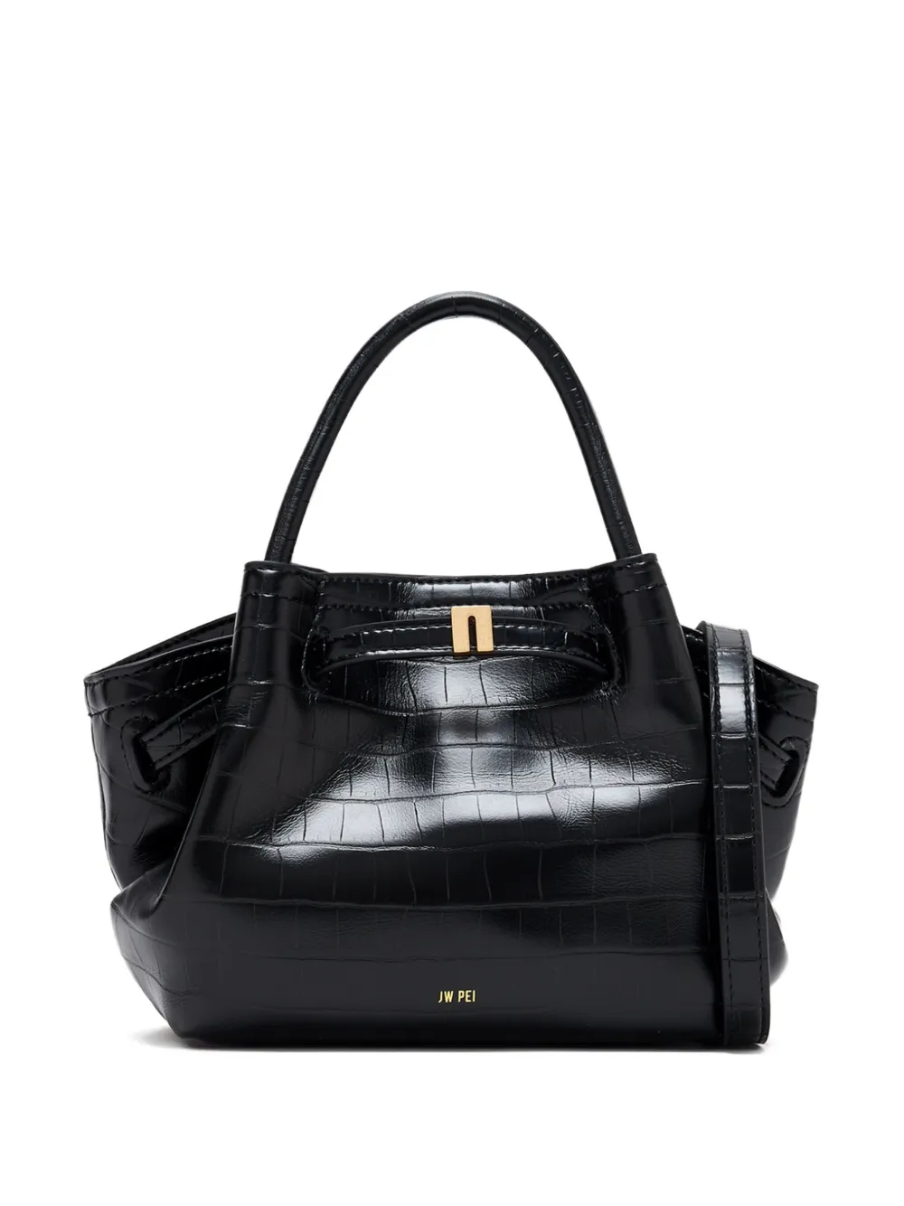 Jw Pei Hana Croc-effect Mini Tote Bag In Black