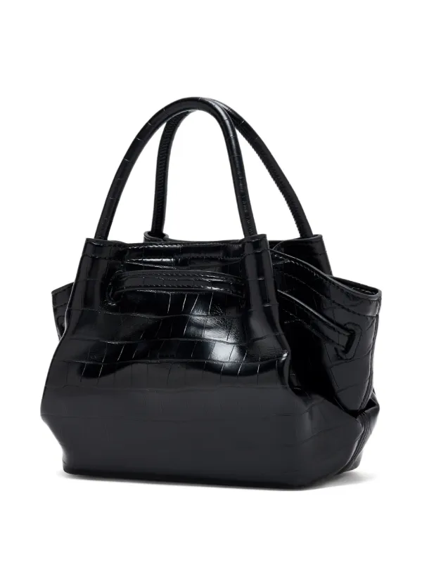 JW Pei Hana croc-effect Mini Tote Bag | Black | FARFETCH SG