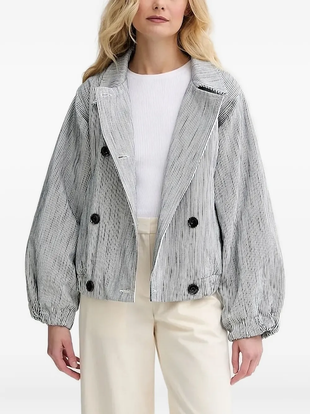 Sessun Striped Oversized Jacket In Gray