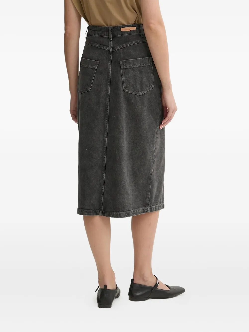 Sessùn Denim midi-rok met knoop - Grijs