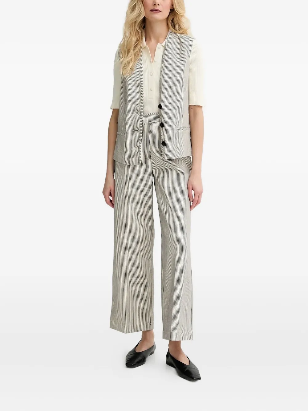 Sessun Striped Cotton Trousers In Neutral