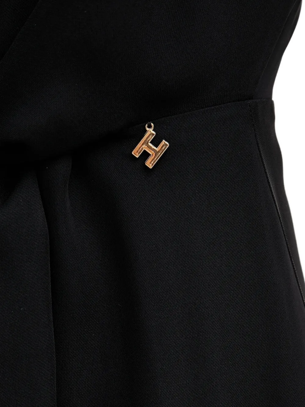 Silvian Heach Puff-sleeve Tie-front Dress In Black