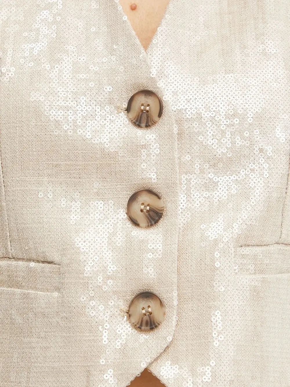 Silvian Heach Sequin-embellished Vest In Neutral