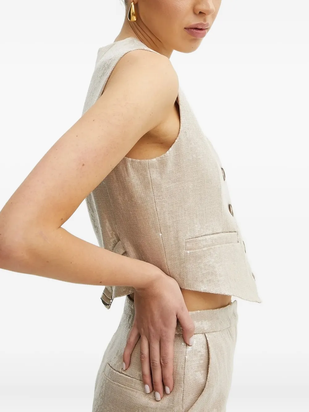 Silvian Heach Sequin-embellished Vest In Neutral