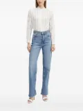 Silvian Heach striped lace-insert shirt - White