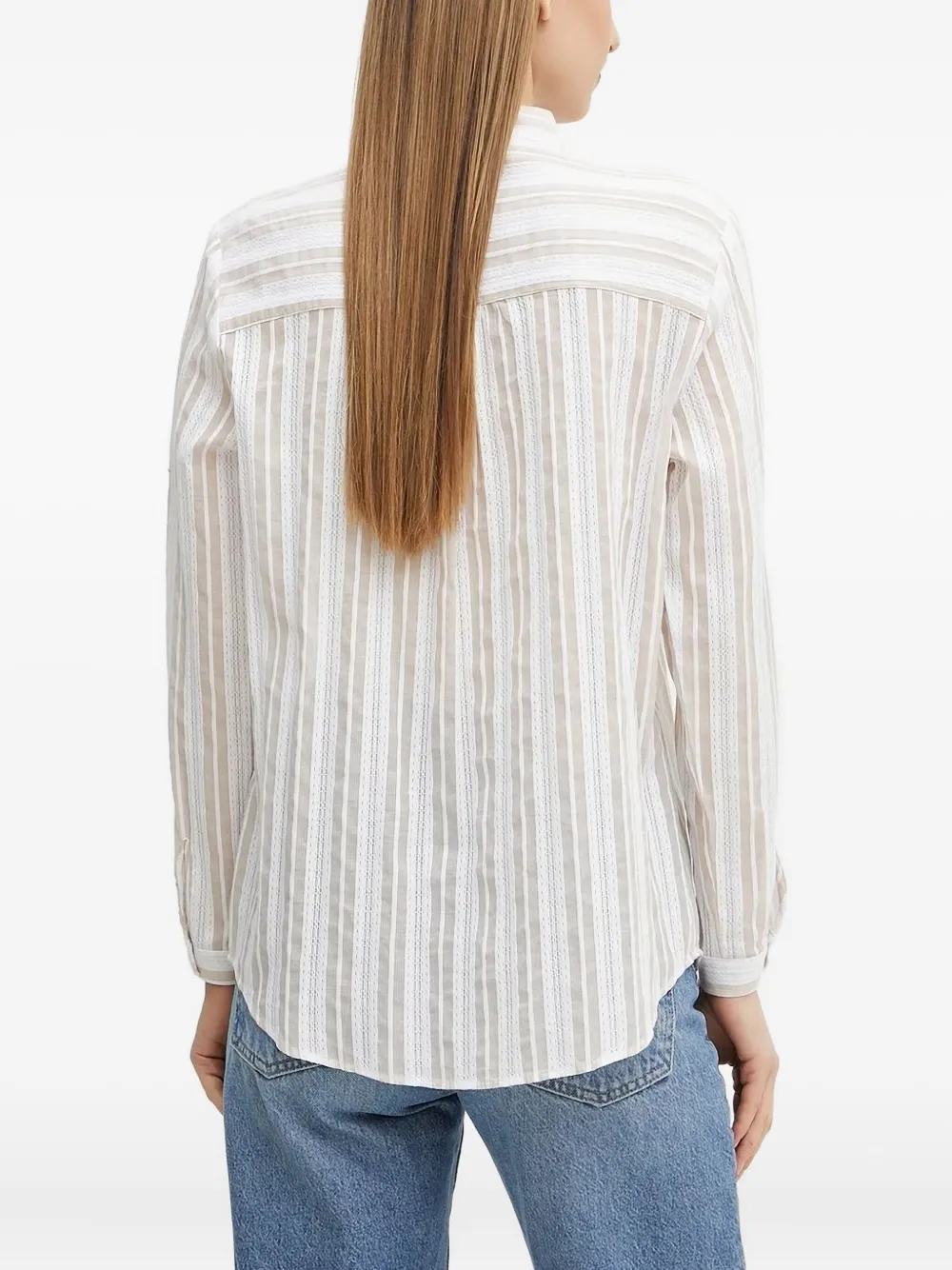 Silvian Heach Striped Lace-insert Shirt In White