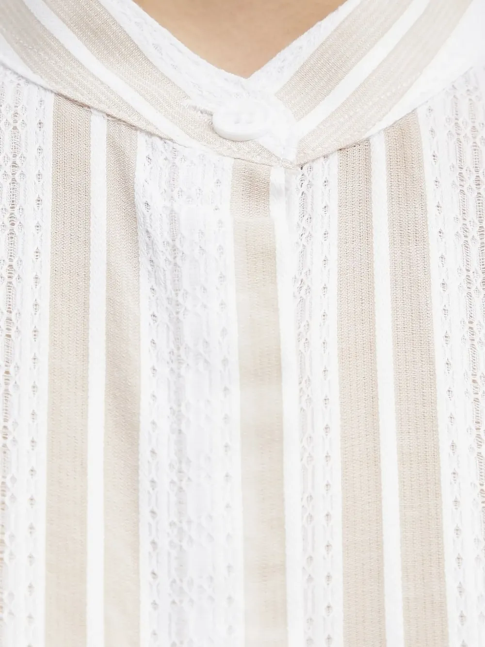 Silvian Heach Striped Lace-insert Shirt In White