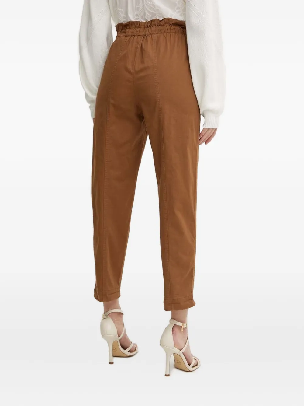 Silvian Heach Elastic-waistband Drawstring Trousers In Brown