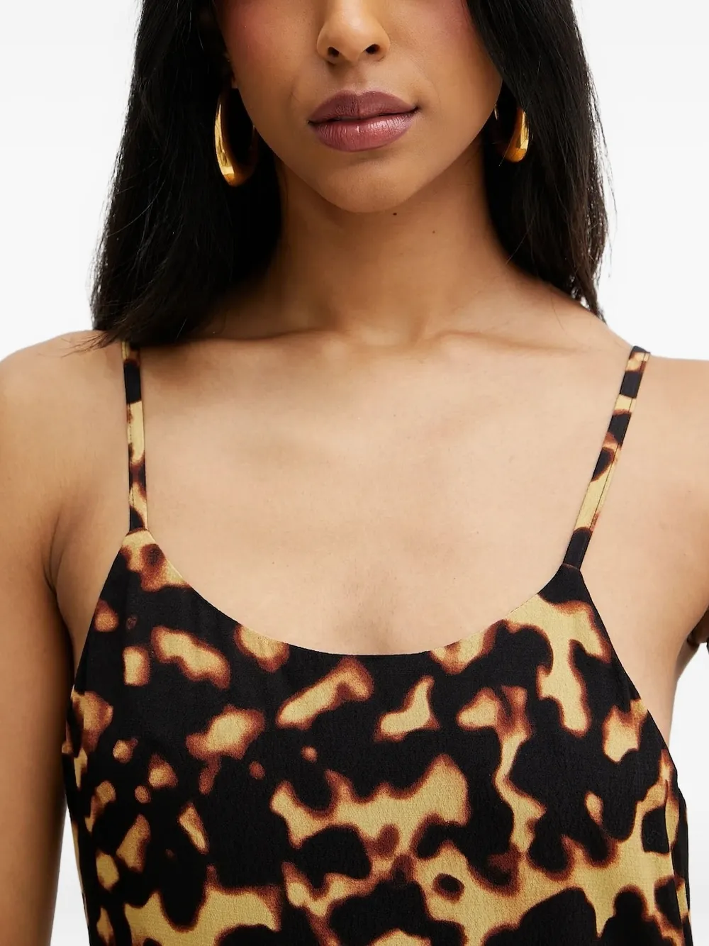Silvian Heach Tortoiseshell Print Ruffled Mni Dress In Black